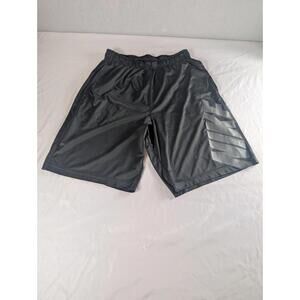 Nike Dri-Fit Men's Medium Gray Striped Basketball Shorts Large Logo Athletic